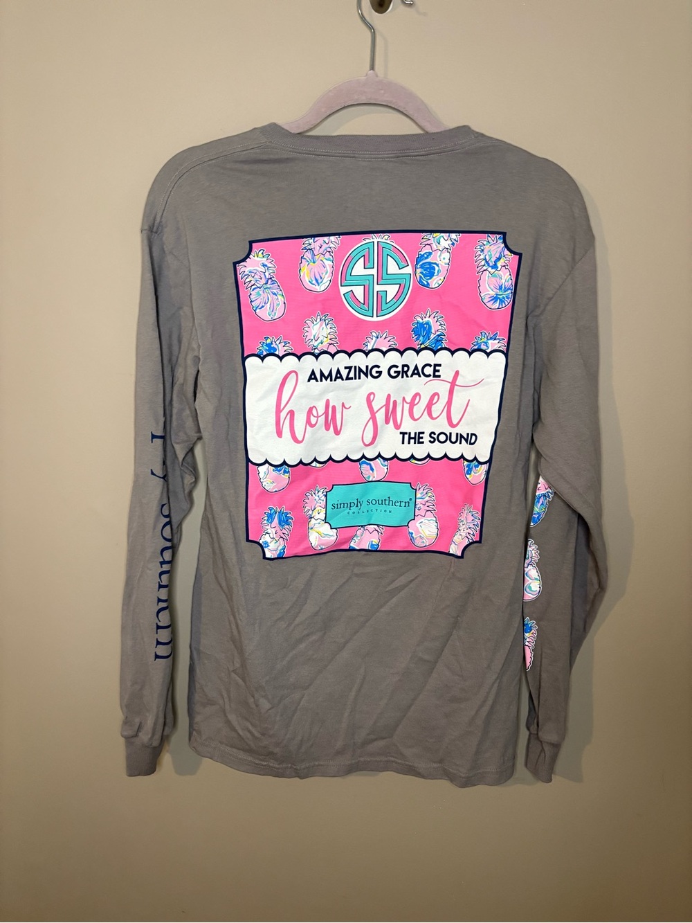 Simply Southern Amazing Grace How Sweet Pineapple Christian Faith Long Sleeve